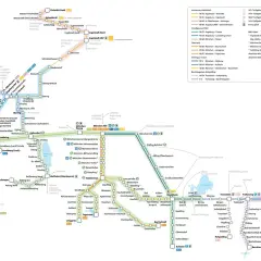 Liniennetz der bayerischen Regionbahn mit Verbindungen von München über Augsburg und Ingolstadt bis nach Salzburg.