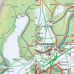 SJ Sweden: Karte der Zugverbindungen in Schweden, Dänemark und Finnland.