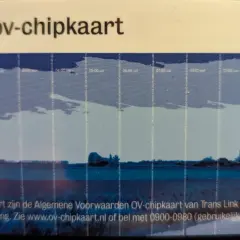 OV-chipkaart met molenlandschap. Deze kaart is geldig voor het openbaar vervoer in Nederland.